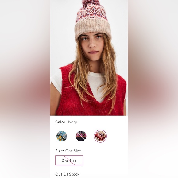 Free People First Frost Fairisle Pom Pom Beanie NEW - Picture 3 of 10